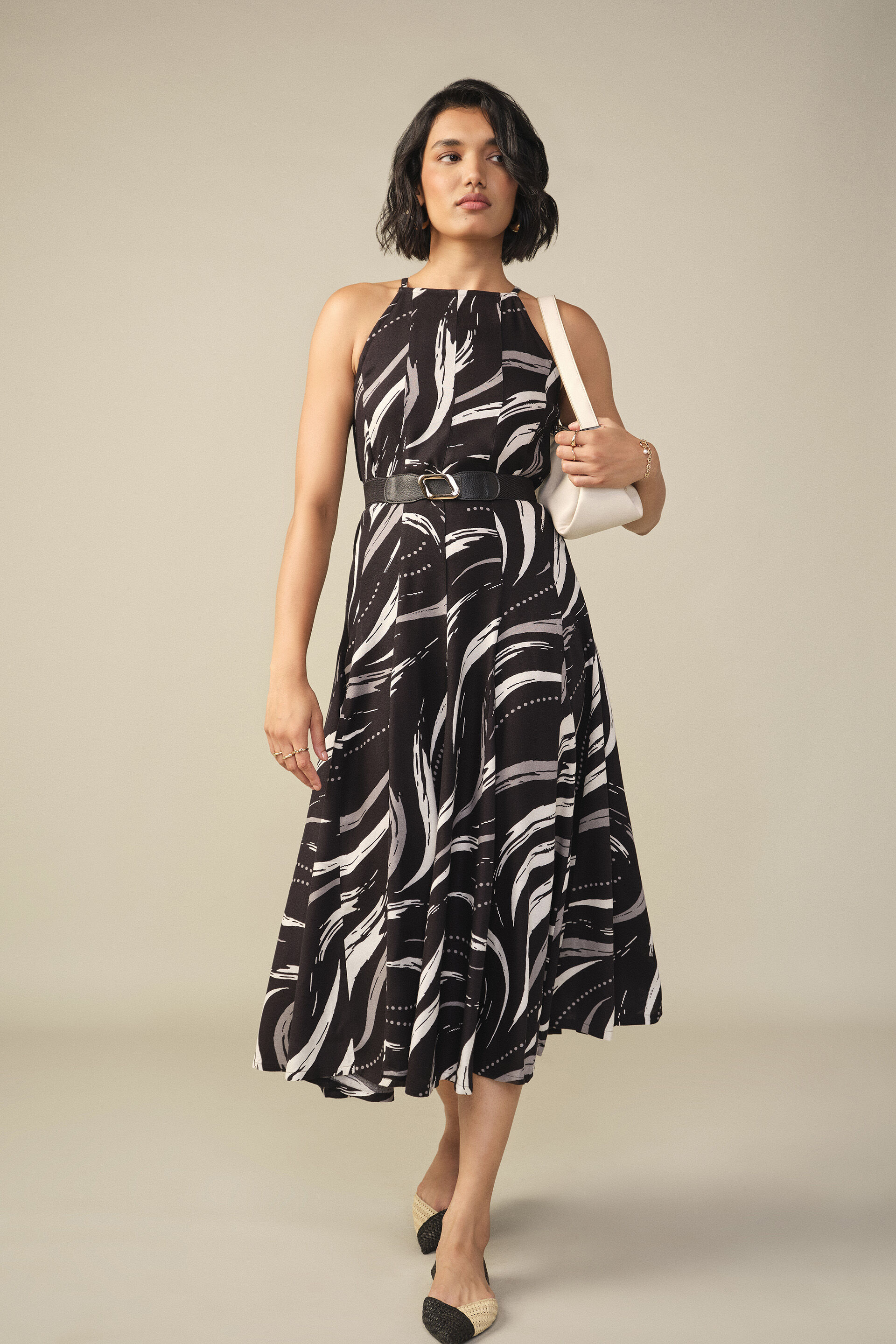 Abstract Maxi Dress in Black, Black, image 1